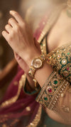 Imperial Red, Green and White Coin Dial Pearl Open-Work Watch, product photo, Cunei India