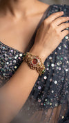 Red, Green and White Kundan Studded CZ Crystal Watch for Women, for women, Cunei India