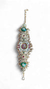 Red, Green and White Kundan Studded CZ Crystal Watch for Women, side view, Cunei India