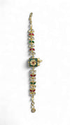 Red, Green, and White Kundan Leaf Bracelet for women, Cunei India