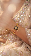Red, Green, and White Kundan Leaf Bracelet product photo, Cunei India
