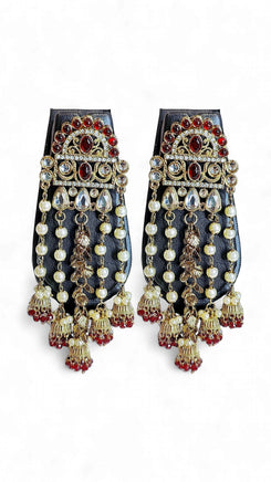 Red and White Pearl Cascading Dangling Earrings for women, Cunei India