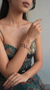 Rose Gold Pink Flower Tennis Bracelet for Women - Party & Wedding Wear - view 2