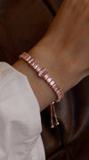 Rose Gold Pink Oval Stone Tennis Bracelet for Women - Party & Wedding Wear