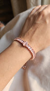 Rose Gold Pink Oval Stone Tennis Bracelet for Women - Party & Wedding Wear - view 2