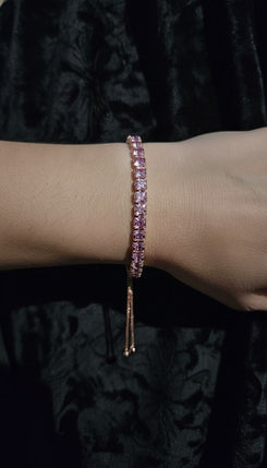 Rose Gold Tennis Bracelet for Women - Party & Wedding Wear - view 2