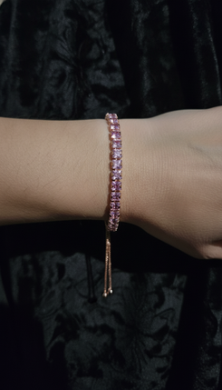 Rose Gold Tennis Bracelet for Women - Party & Wedding Wear - view 2