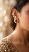 Round Magenta Kundan Stud Earrings for Women - view 2