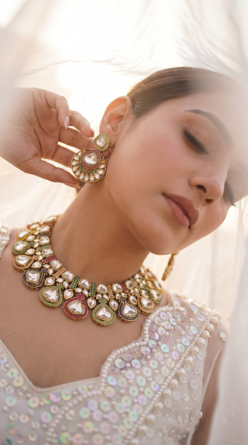 Royal Multicolor Aarna Kundan Necklace Set