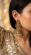 Royal Temple Champagne Earrings side view, Cunei India