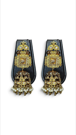 Royal Temple Champagne Earrings product photo, Cunei India