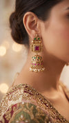 Royal Temple Maroon Earrings for Women