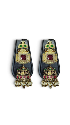 Royal Temple Maroon Earrings for Women - view 3