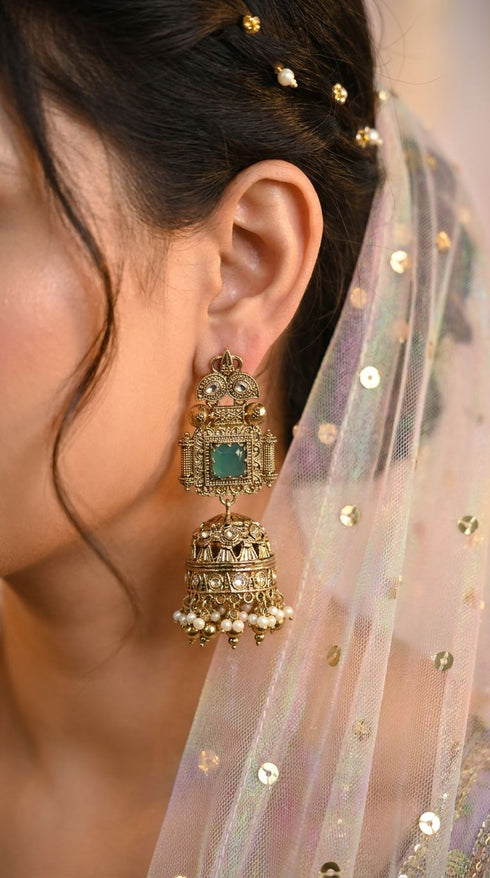Royal Temple Mint Earrings for women, Cunei India