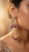 Ruby Crystal Ganesha Elephant Dangling Earrings for women, Cunei India