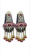 Ruby Crystal Ganesha Elephant Dangling Earrings product photo, Cunei India