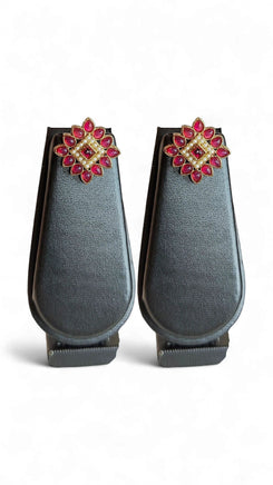 Ruby Red and Pearl White Pearl Floral Stud Earrings for women, Cunei India
