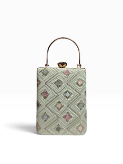 Sea Green Patchwork Rectangular Box Clutch - view 2