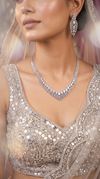 Silver Clear Leaf Motif Cascading Cz Necklace Set product photo, Cunei India