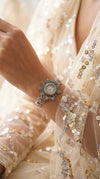 Silver Floral Wrist Watch detail, Cunei India