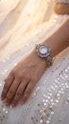 Silver with Pink Accents Crystal Floral Bracelet Watch detail, Cunei India