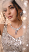 Silver and Pink Cascading Cz Tassel Drops Necklace Set for Women, Cunei India