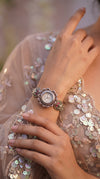 Silver with Pink and Green Accents Crystal Ethnic Bracelet Watch product photo, Cunei India