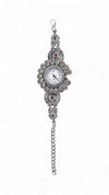 Silver with Pink and Green Accents Crystal Floral Bracelet Watch for women, Cunei India