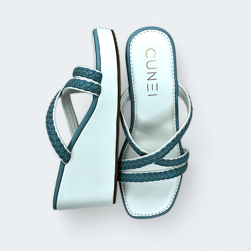 Sky Blue and White Wedges - cunei