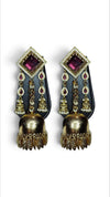 Square maroon kundan earrings product photo, Cunei India