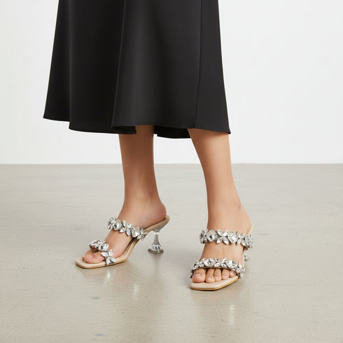 Crystal Two Strap Heels