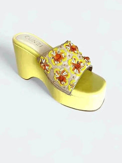 Sunflower Yellow Floral Wedges - cunei