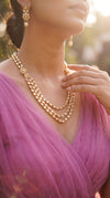 Three Layered Kundan Necklace Earrings Set - view 3