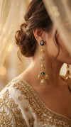 Timeless Round Golden Green Long Kashmiri Jhumka Earrings for Women - view 2