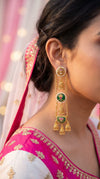 Timeless Round Green Long Kashmiri Jhumka Earrings for Women