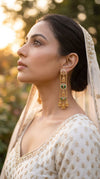 Timeless Round Green Long Kashmiri Jhumka Earrings for Women - view 2