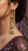Timeless Square Green Long Kashmiri Jhumka Earrings for Women - view 3