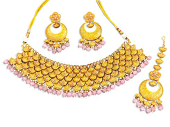 Traditional Light Pink Heritage Polish Choker Necklace Set - view 2