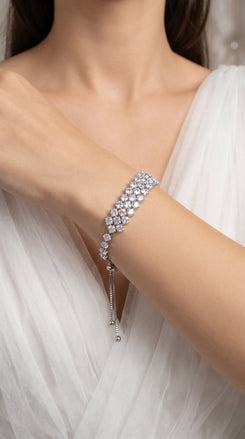 Triad Crystal Tennis Bracelet for Women - Party & Wedding Wear - view 2
