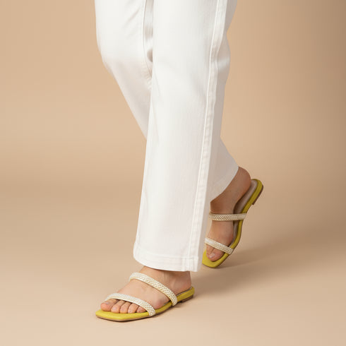 Twin Seed-Pearl and Lemon Yellow Flats