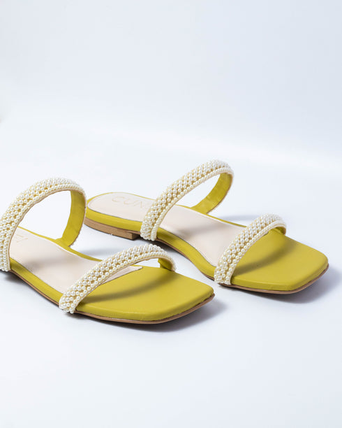 Twin Seed-Pearl and Lemon Yellow Flats - Flats