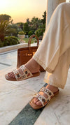 Two Strap Beaded Embroidered Buckled Slides for Casual Women Wear - view 2
