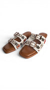 Two Strap Beaded Embroidered Buckled Slides for Casual Women Wear - view 8