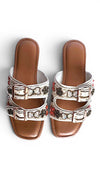 Two Strap Beaded Embroidered Buckled Slides for Casual Women Wear - view 9