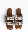 Two Strap Floral Embroidered Buckled Slides for Casual Women Wear - view 2