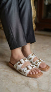 Two Strap Floral Embroidered Buckled Slides for Casual Women Wear - view 5