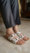 Two Strap Floral Embroidered Buckled Slides for Casual Women Wear - view 5