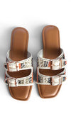 Two Strap Wavy Embroidered Buckled Slides for Casual Women Wear - view 2