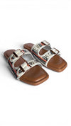 Two Strap Wavy Embroidered Buckled Slides for Casual Women Wear - view 8