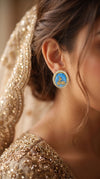 Vintage Blue Peacock Stud Earrings for Women - view 2